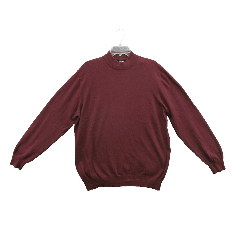 Toscano Men's Pullover Sweater Size Large Red Knit Long Sleeve Crew Neck Italy